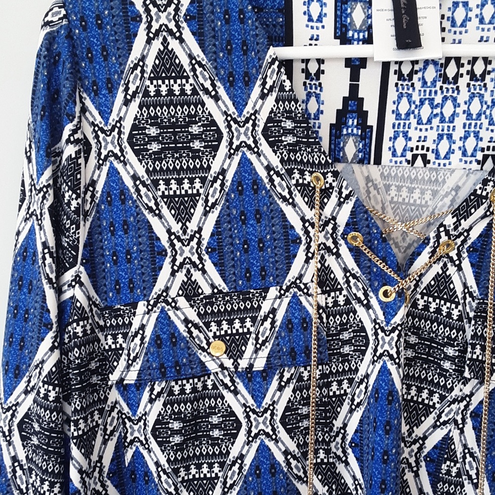 NWT BCBGMaxazria Roll Sleeve Blouse XL